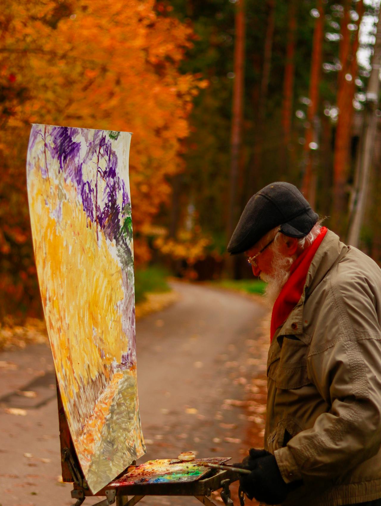 A man painting.